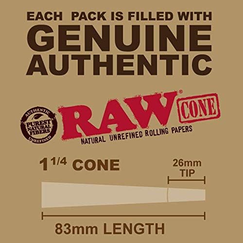 RAW Cones 1 1/4 Size: 75Pack Rawthentic Slow Burning